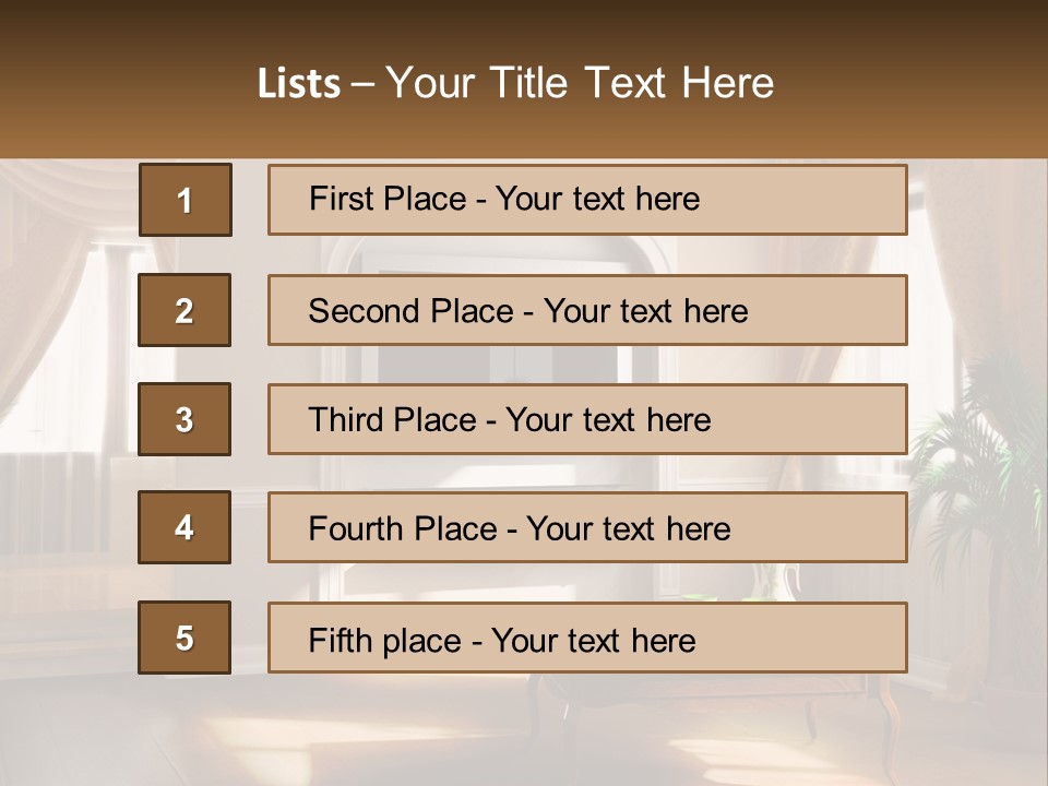 A Living Room With A Table And A Tv PowerPoint Template