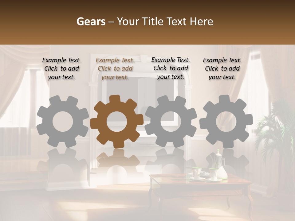 A Living Room With A Table And A Tv PowerPoint Template