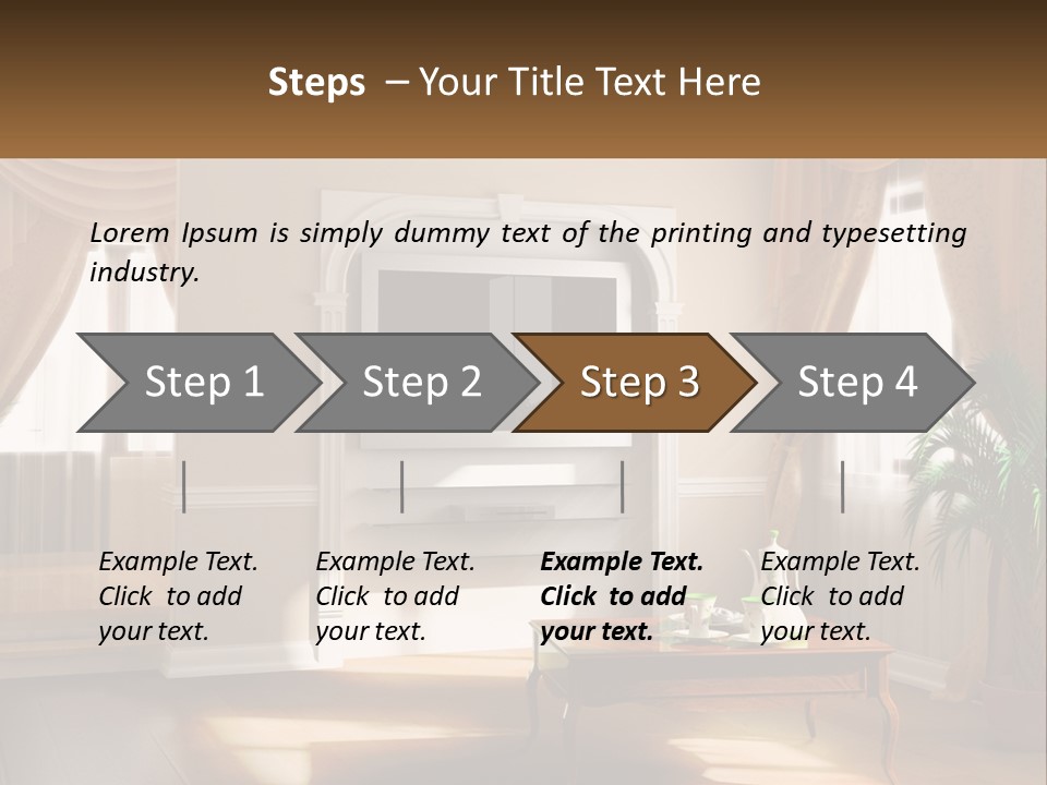A Living Room With A Table And A Tv PowerPoint Template
