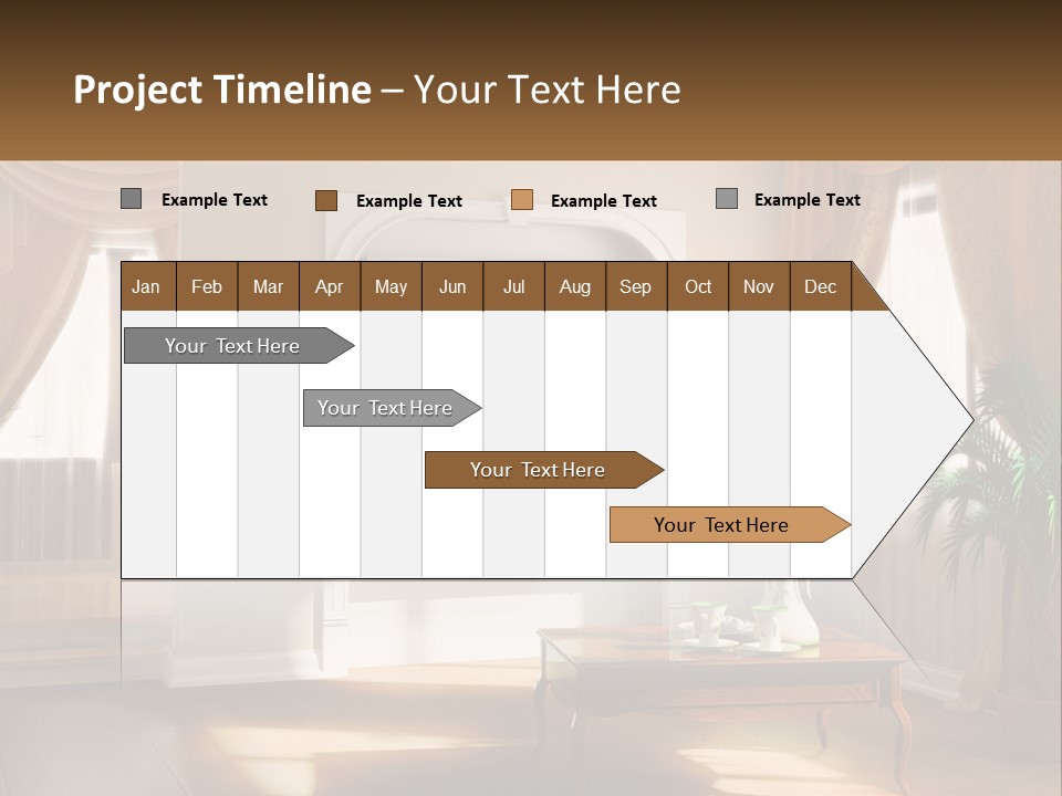 A Living Room With A Table And A Tv PowerPoint Template