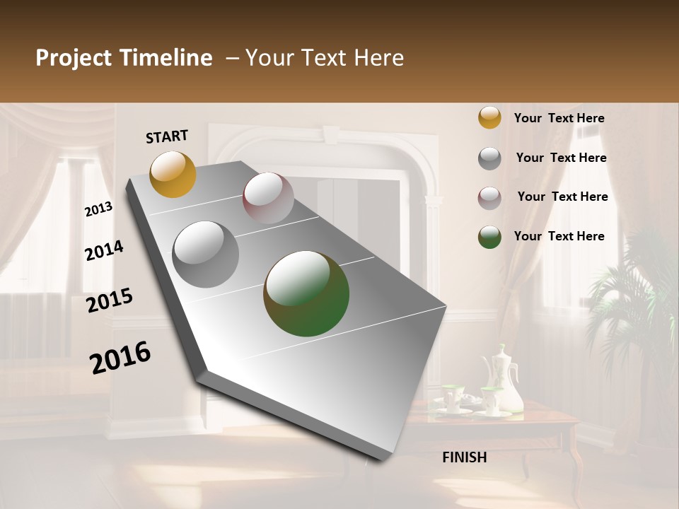A Living Room With A Table And A Tv PowerPoint Template