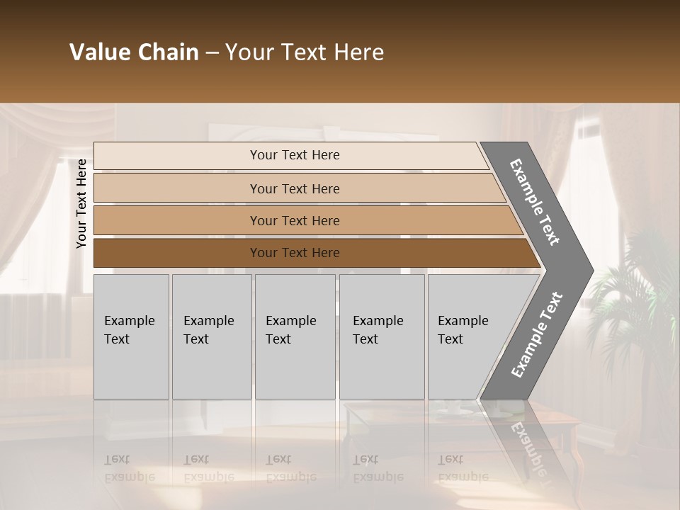 A Living Room With A Table And A Tv PowerPoint Template