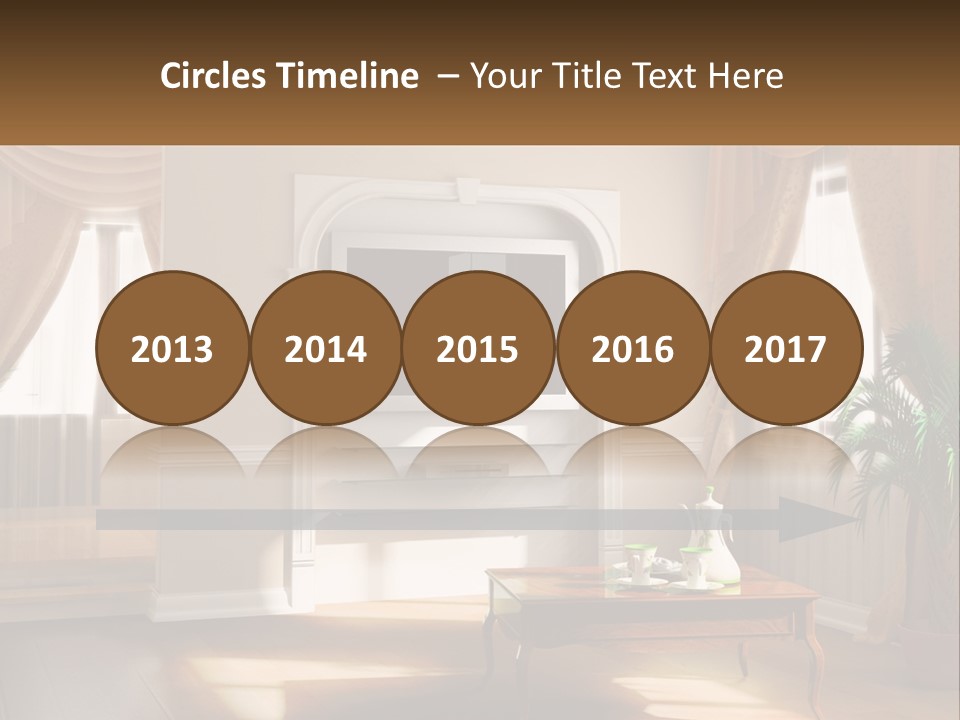 A Living Room With A Table And A Tv PowerPoint Template