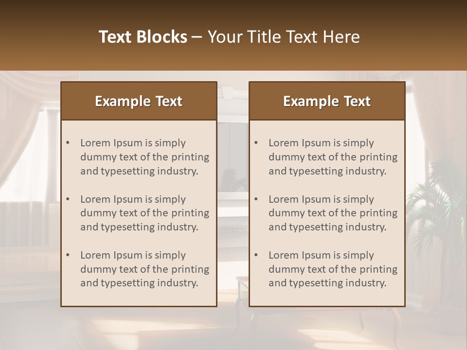 A Living Room With A Table And A Tv PowerPoint Template