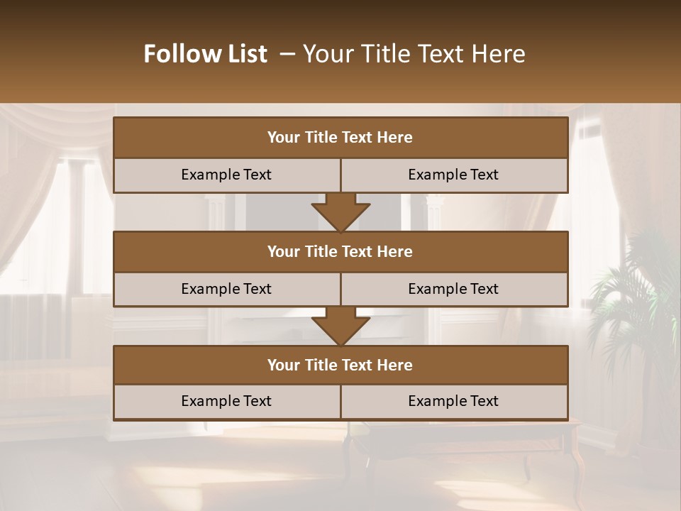 A Living Room With A Table And A Tv PowerPoint Template