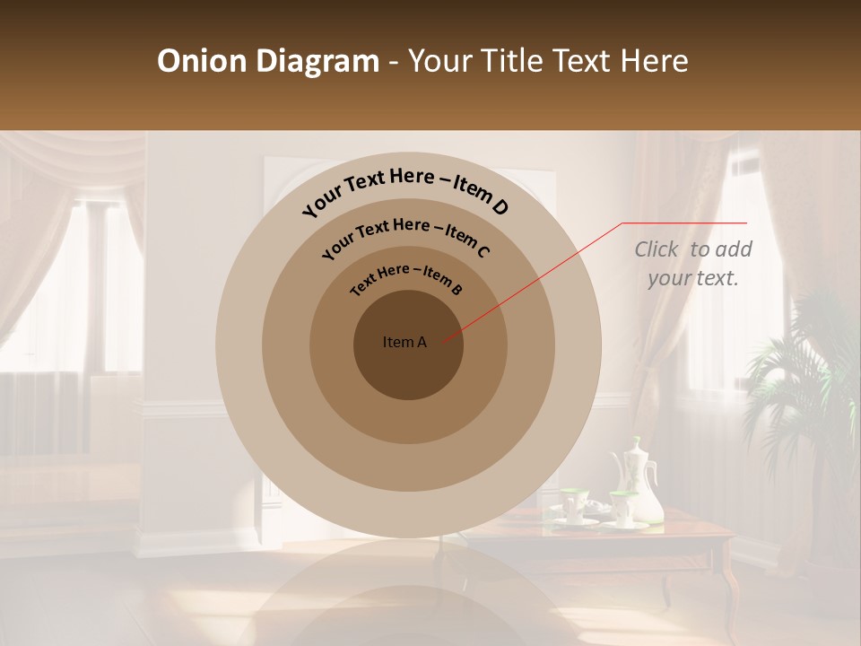 A Living Room With A Table And A Tv PowerPoint Template