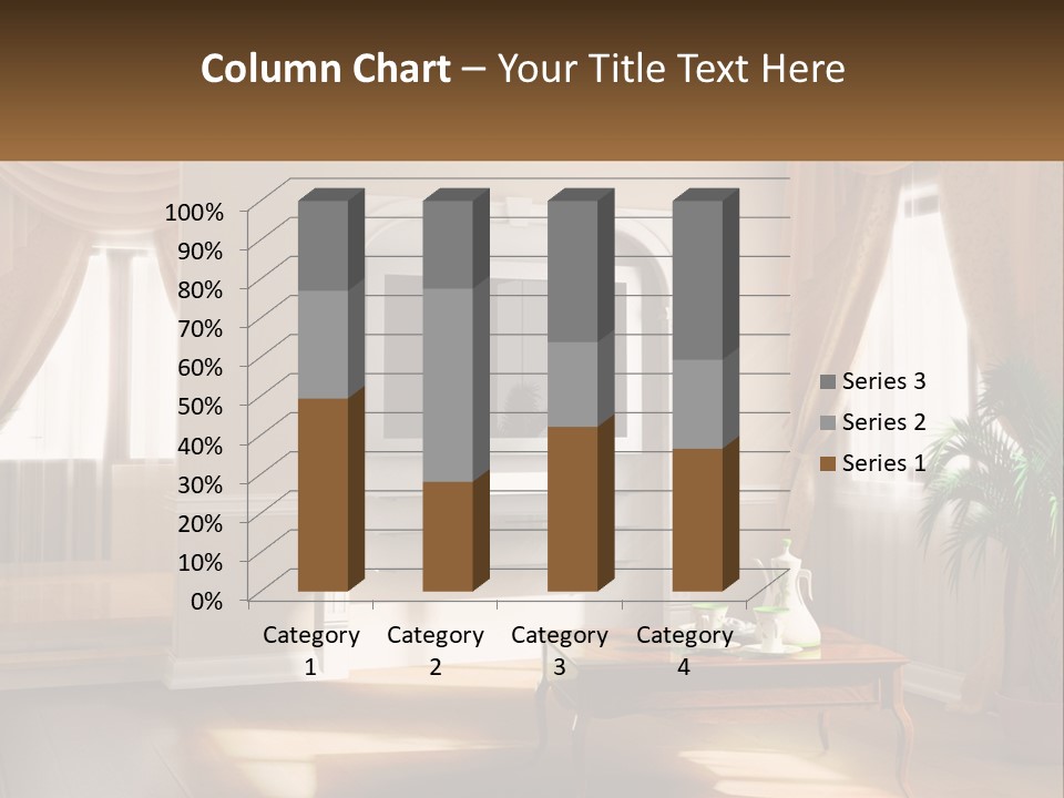 A Living Room With A Table And A Tv PowerPoint Template