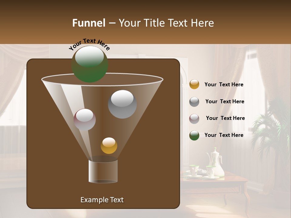 A Living Room With A Table And A Tv PowerPoint Template