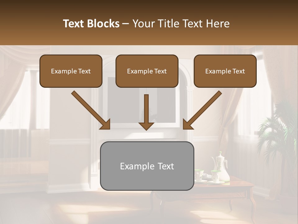 A Living Room With A Table And A Tv PowerPoint Template