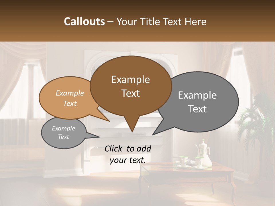 A Living Room With A Table And A Tv PowerPoint Template