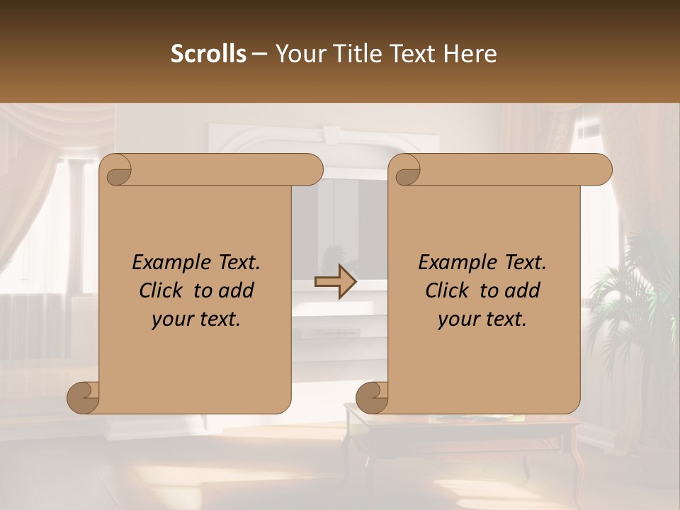 A Living Room With A Table And A Tv PowerPoint Template