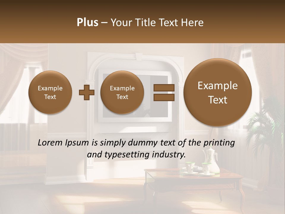 A Living Room With A Table And A Tv PowerPoint Template