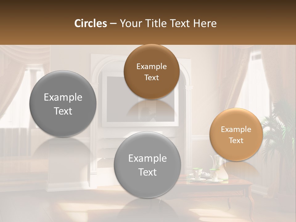 A Living Room With A Table And A Tv PowerPoint Template