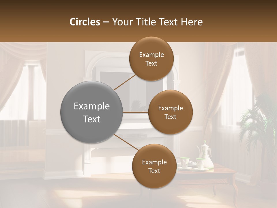 A Living Room With A Table And A Tv PowerPoint Template