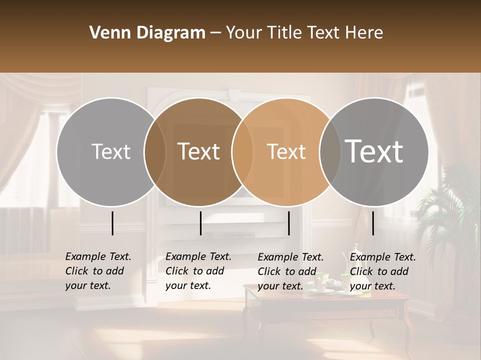 A Living Room With A Table And A Tv PowerPoint Template