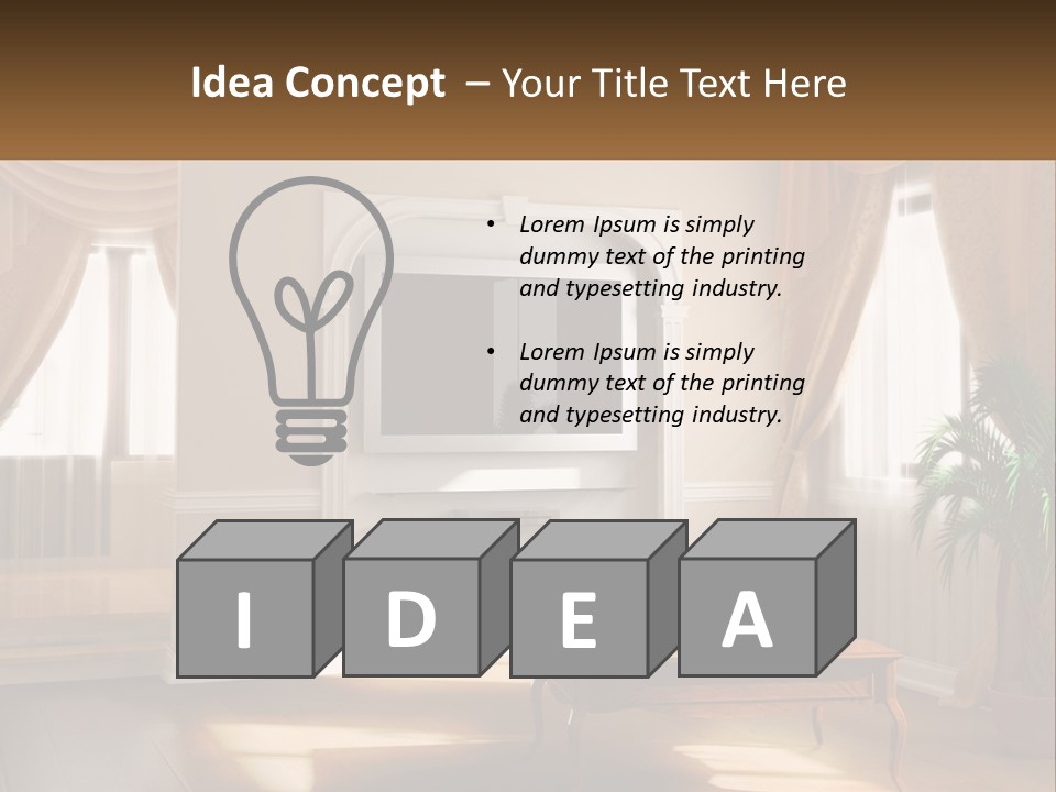 A Living Room With A Table And A Tv PowerPoint Template