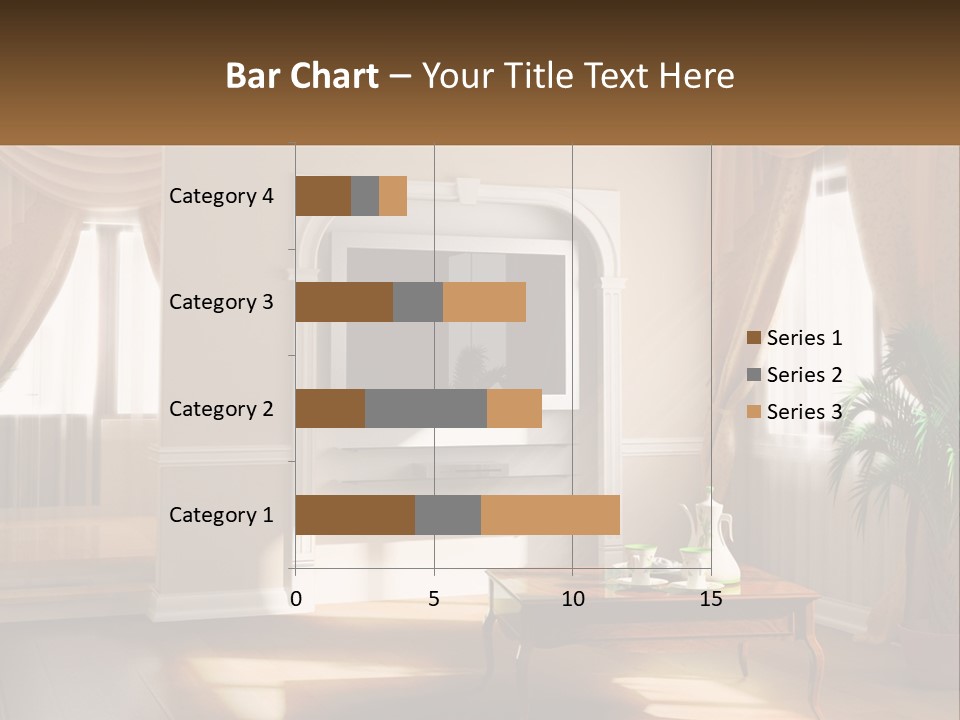 A Living Room With A Table And A Tv PowerPoint Template