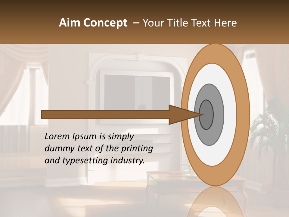 A Living Room With A Table And A Tv PowerPoint Template