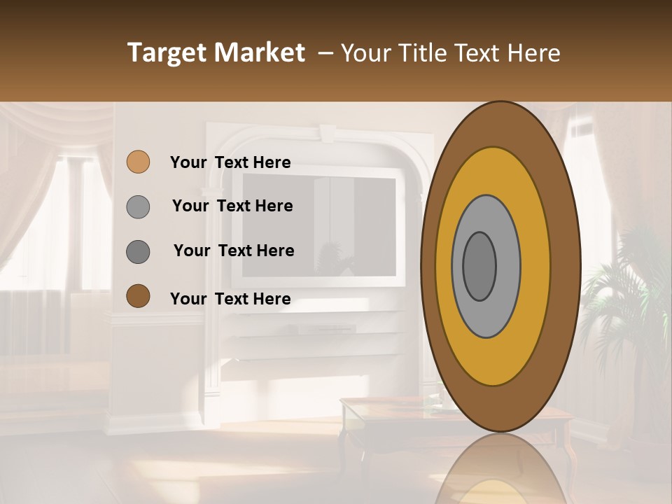 A Living Room With A Table And A Tv PowerPoint Template