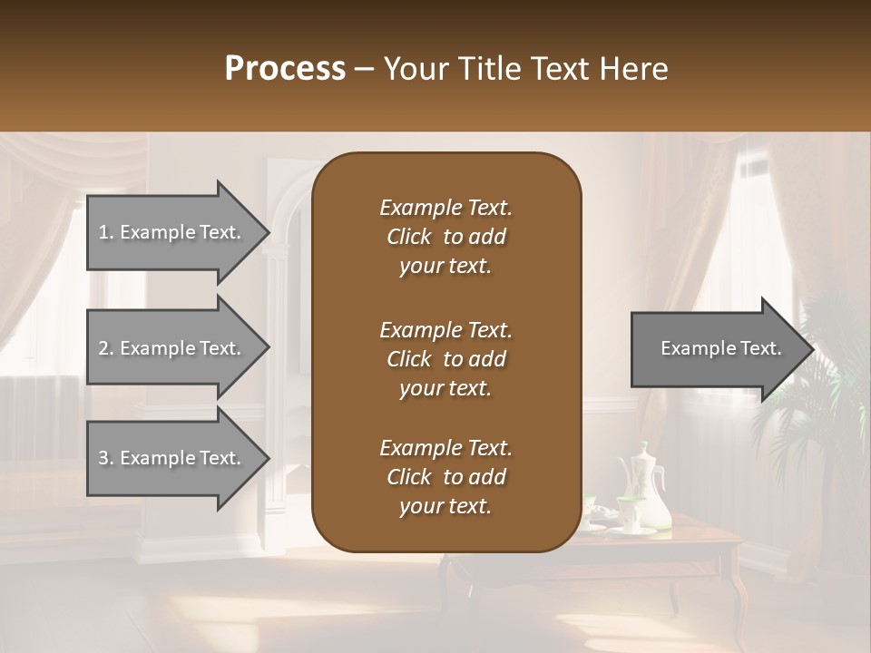 A Living Room With A Table And A Tv PowerPoint Template