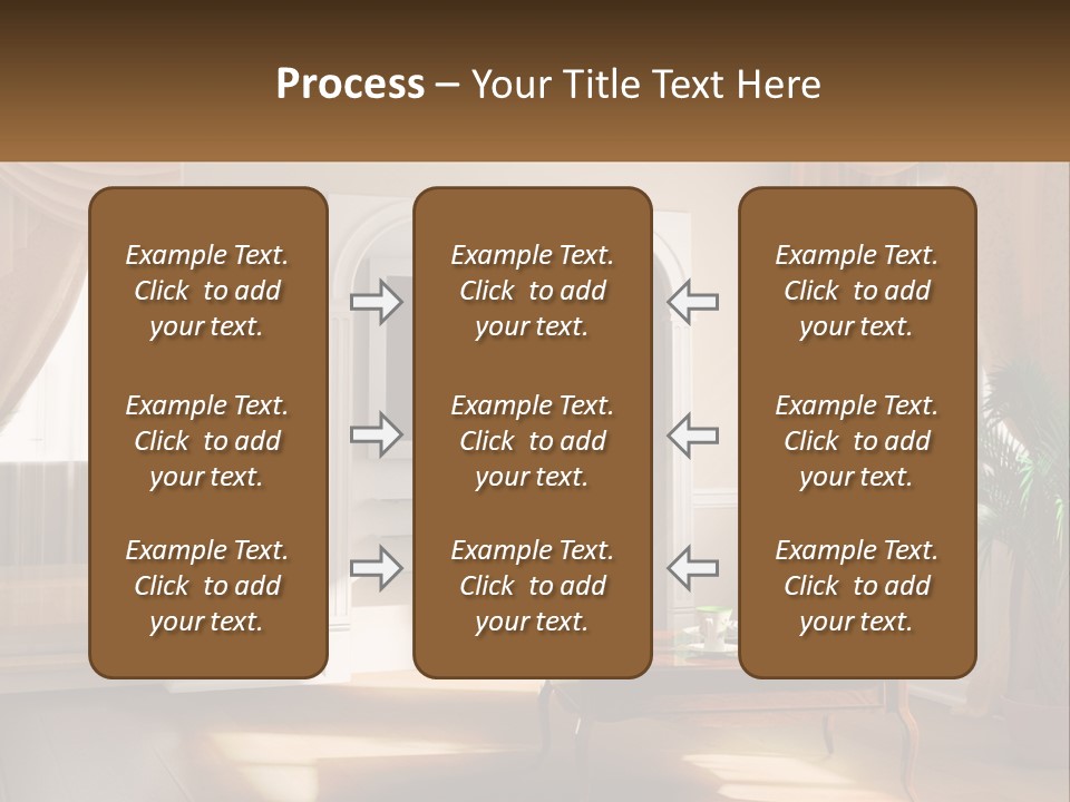 A Living Room With A Table And A Tv PowerPoint Template
