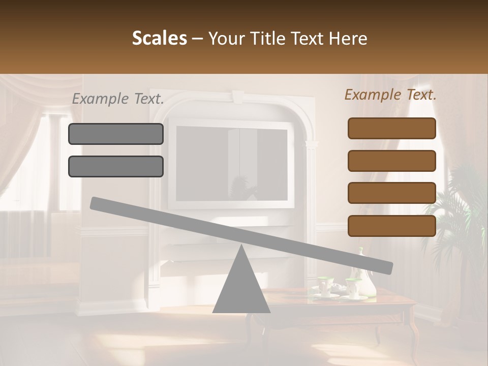 A Living Room With A Table And A Tv PowerPoint Template