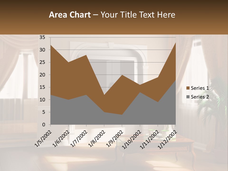 A Living Room With A Table And A Tv PowerPoint Template