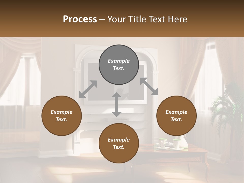 A Living Room With A Table And A Tv PowerPoint Template
