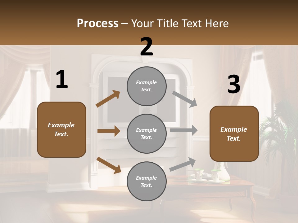 A Living Room With A Table And A Tv PowerPoint Template