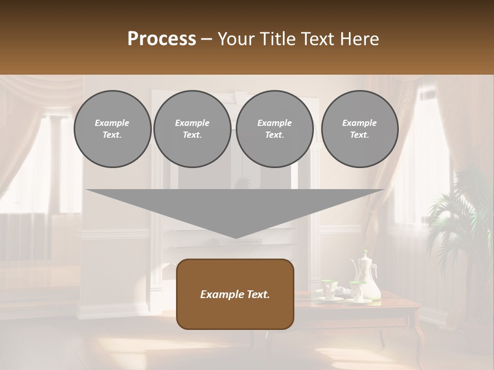 A Living Room With A Table And A Tv PowerPoint Template
