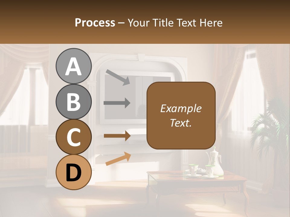 A Living Room With A Table And A Tv PowerPoint Template
