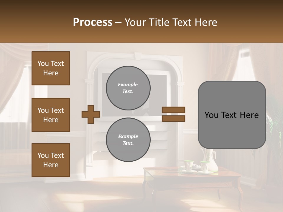 A Living Room With A Table And A Tv PowerPoint Template