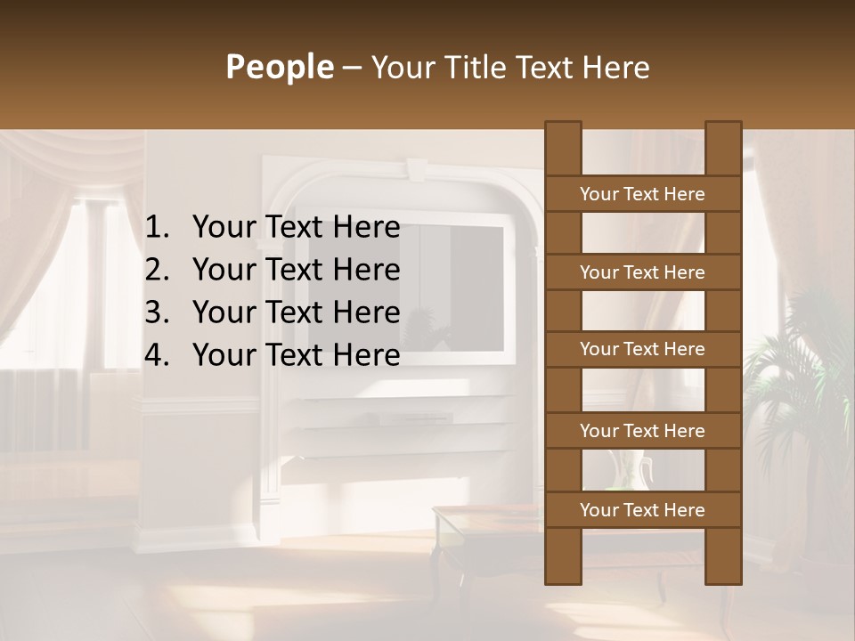 A Living Room With A Table And A Tv PowerPoint Template
