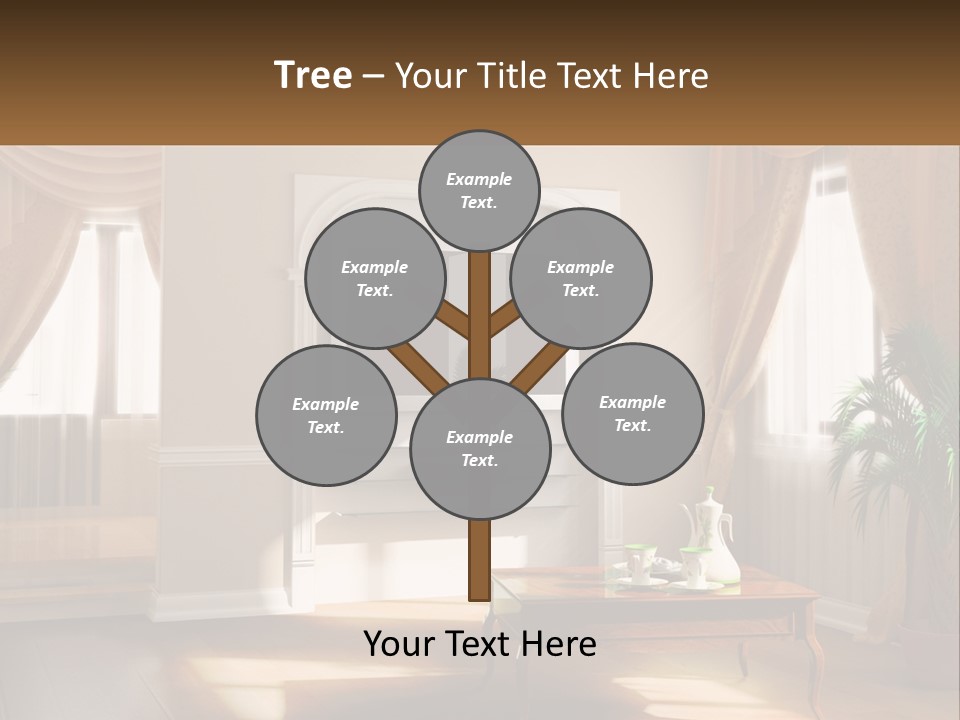 A Living Room With A Table And A Tv PowerPoint Template