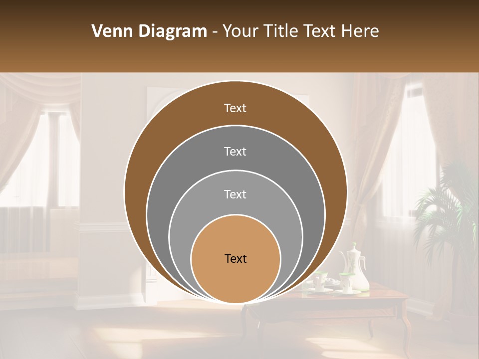 A Living Room With A Table And A Tv PowerPoint Template