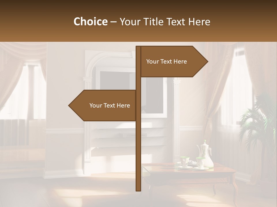 A Living Room With A Table And A Tv PowerPoint Template