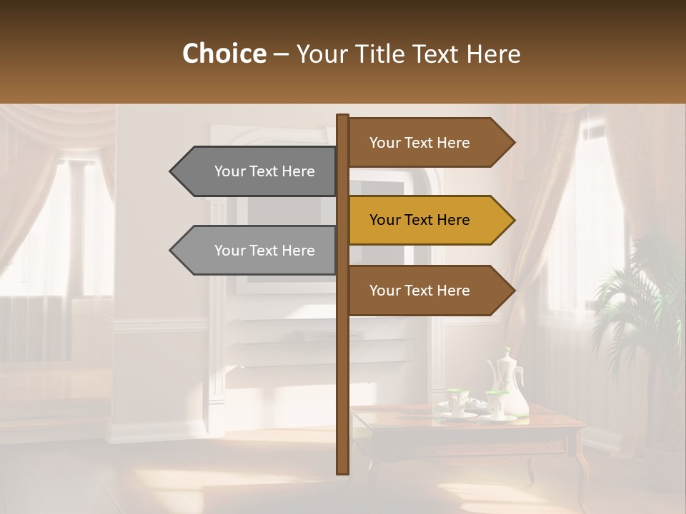 A Living Room With A Table And A Tv PowerPoint Template