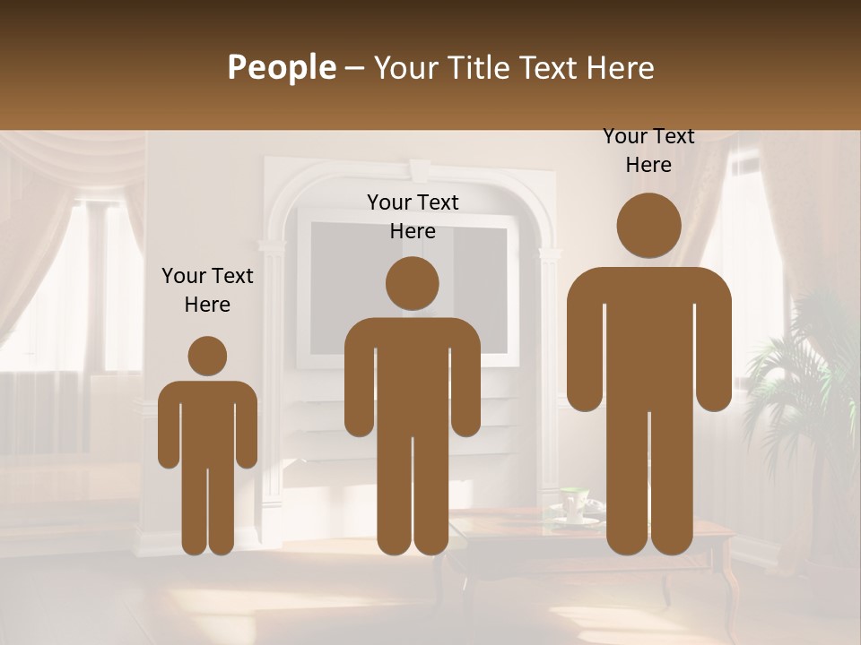 A Living Room With A Table And A Tv PowerPoint Template