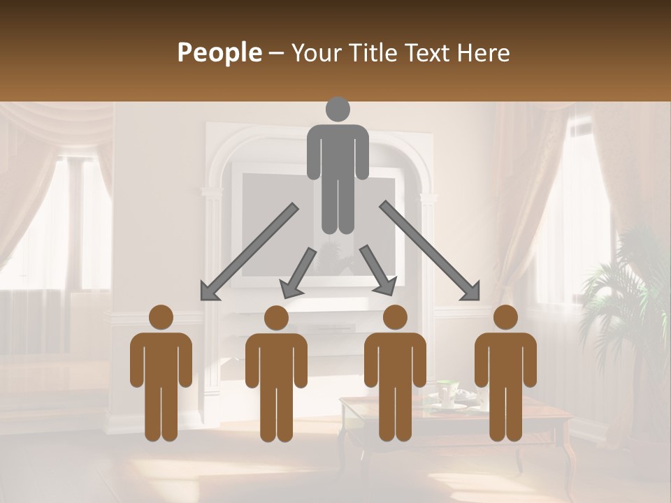 A Living Room With A Table And A Tv PowerPoint Template