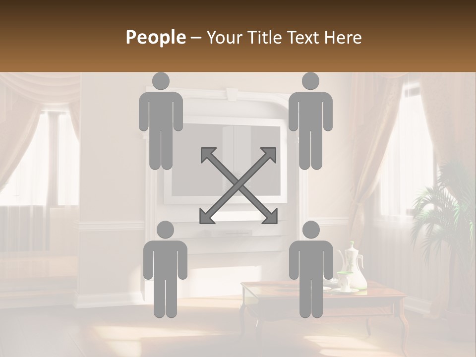 A Living Room With A Table And A Tv PowerPoint Template