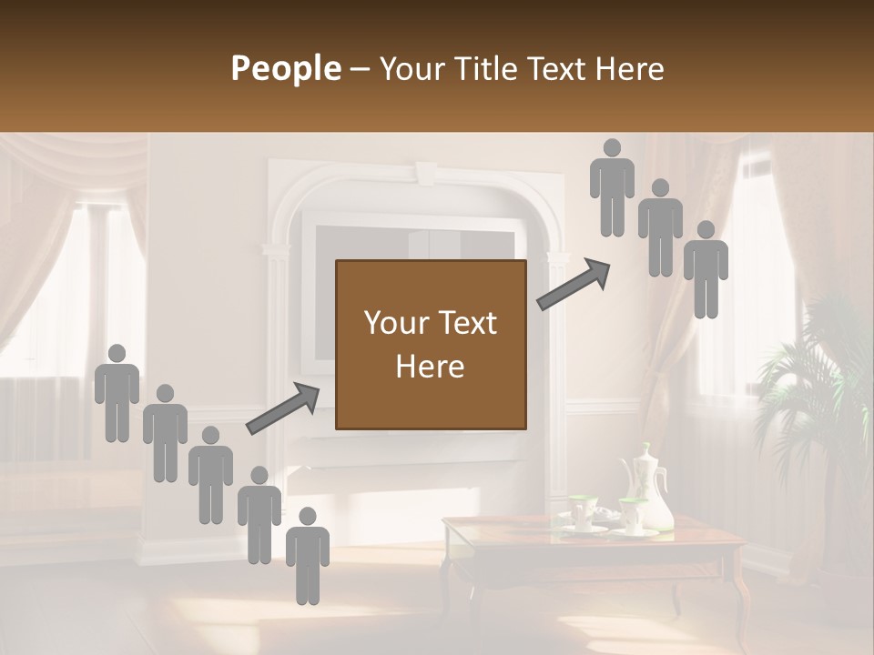 A Living Room With A Table And A Tv PowerPoint Template