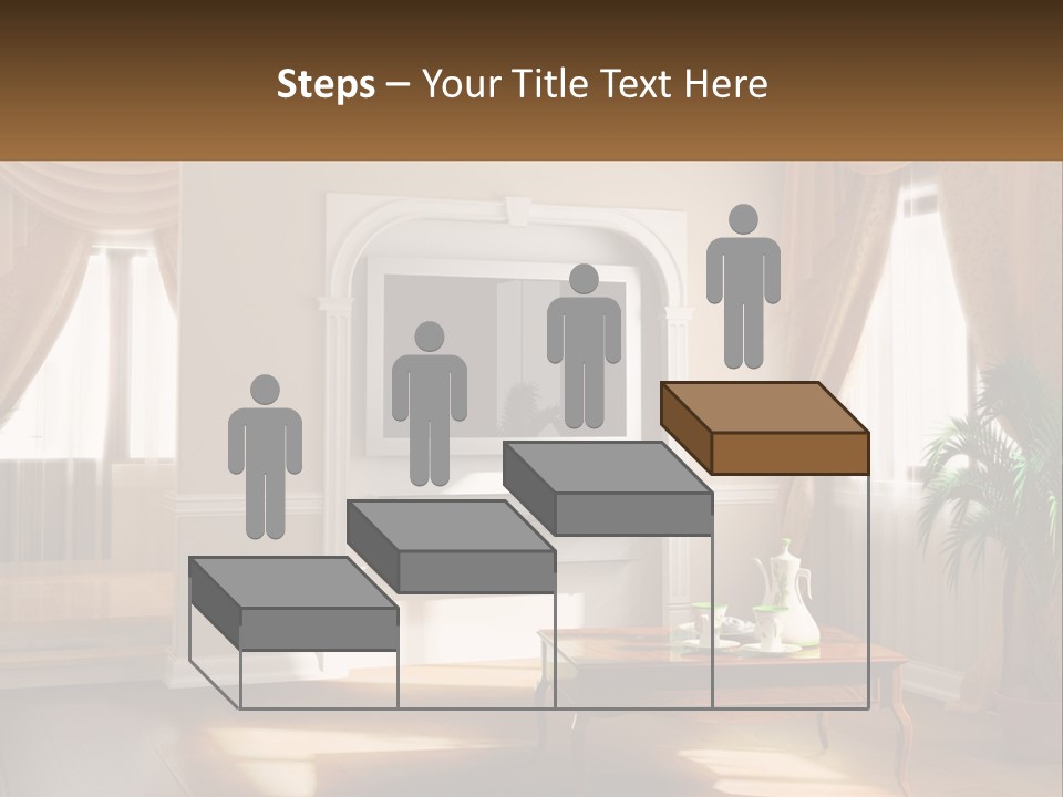 A Living Room With A Table And A Tv PowerPoint Template