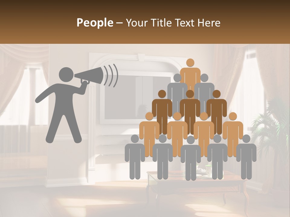 A Living Room With A Table And A Tv PowerPoint Template