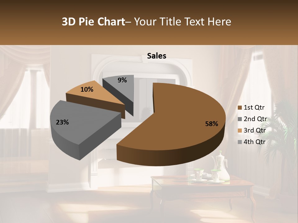A Living Room With A Table And A Tv PowerPoint Template