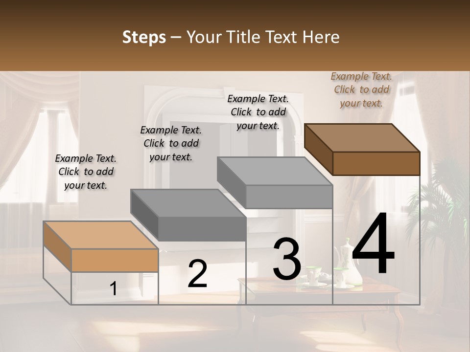 A Living Room With A Table And A Tv PowerPoint Template