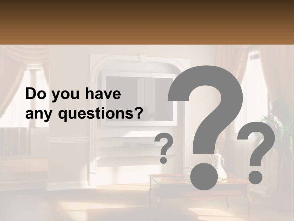 A Living Room With A Table And A Tv PowerPoint Template