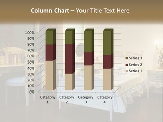 A Bedroom With A Bed, Desk, And Chairs PowerPoint Template