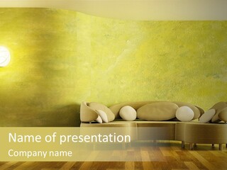 A Room With A Couch And A Lamp On The Wall PowerPoint Template
