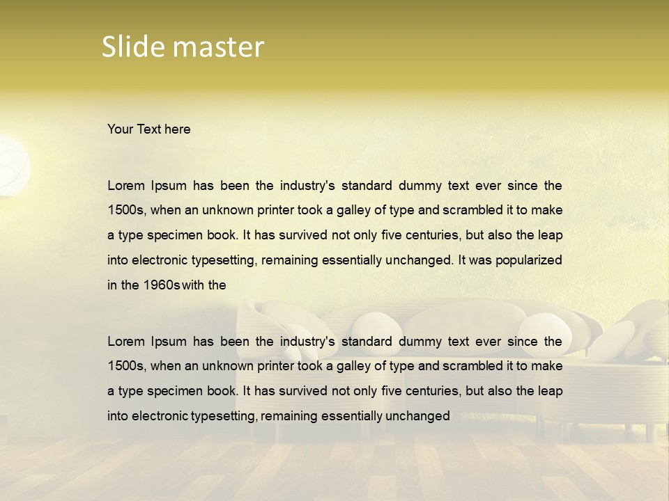 A Room With A Couch And A Lamp On The Wall PowerPoint Template