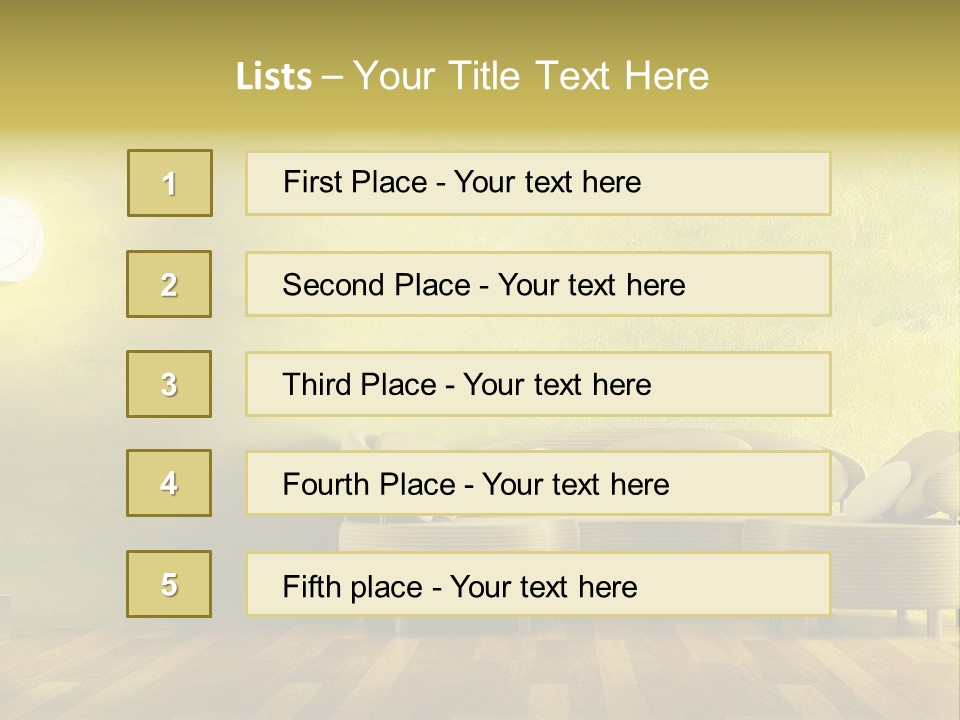 A Room With A Couch And A Lamp On The Wall PowerPoint Template